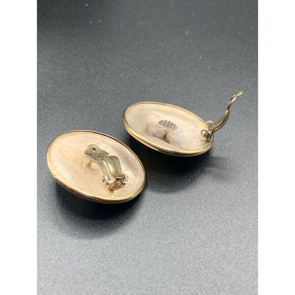 Modernist Sterling Silver And 14k Gold Clip-On Earrings Signed J.B.M. - Picture 7 of 8